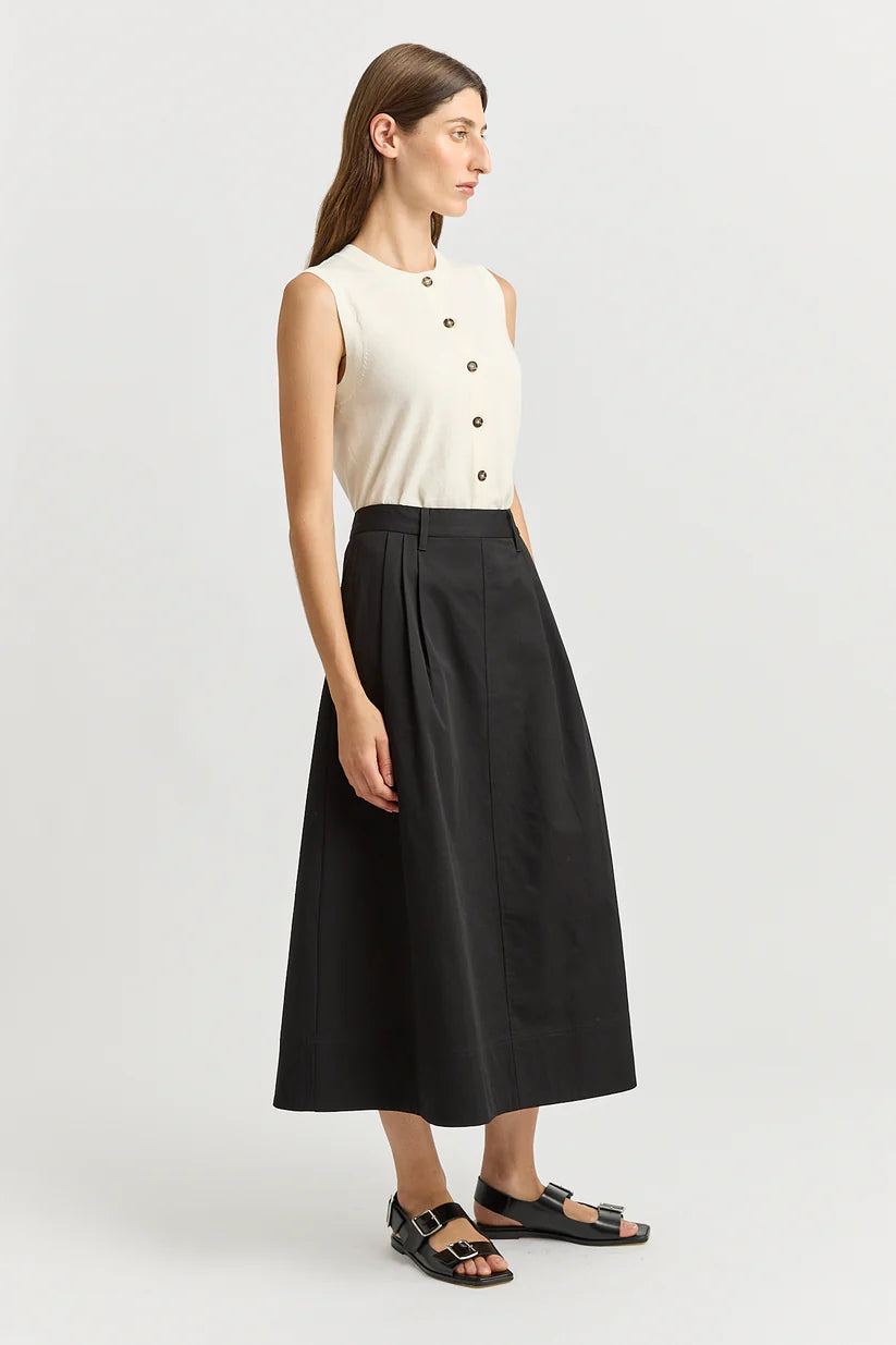 Pleat Detail Midi Skirt