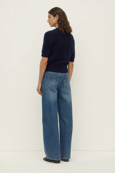 Carina Wool Short Sleeve Cardigan - True Navy