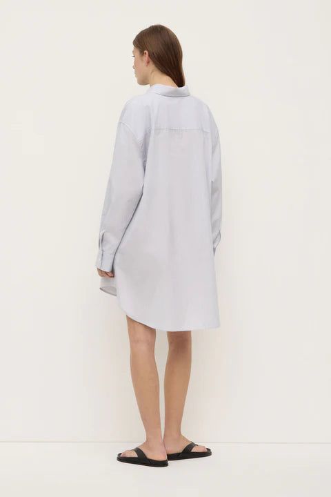 Cora Stripe Shirt Dress - White / Navy Stripe