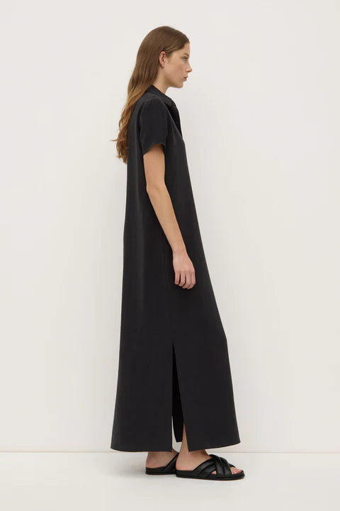 Heather Silk Blend Shirt Dress - Black