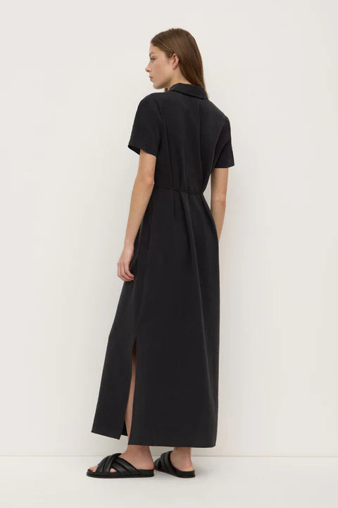 Heather Silk Blend Shirt Dress - Black