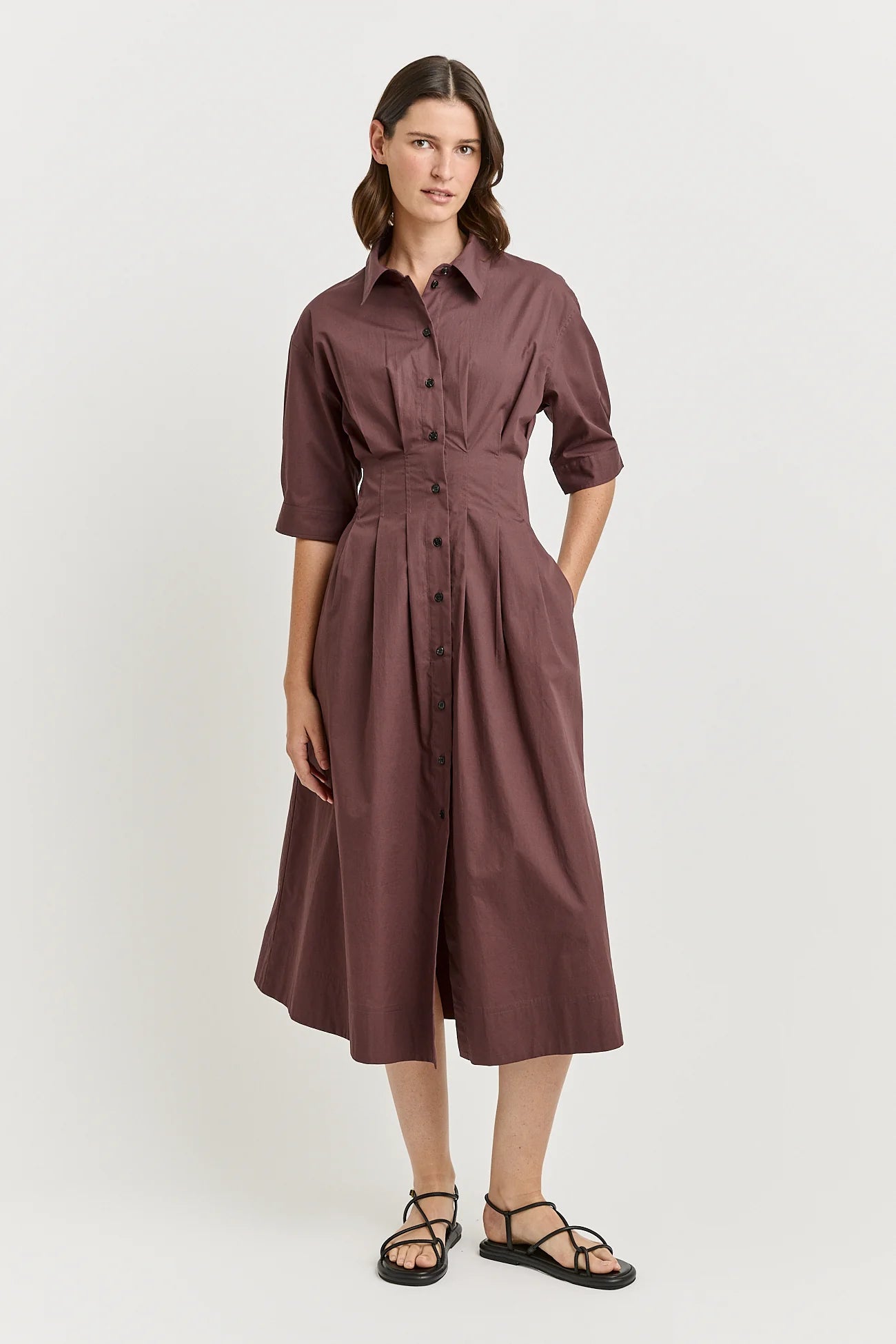 Fitted Waist Dress - Cacao