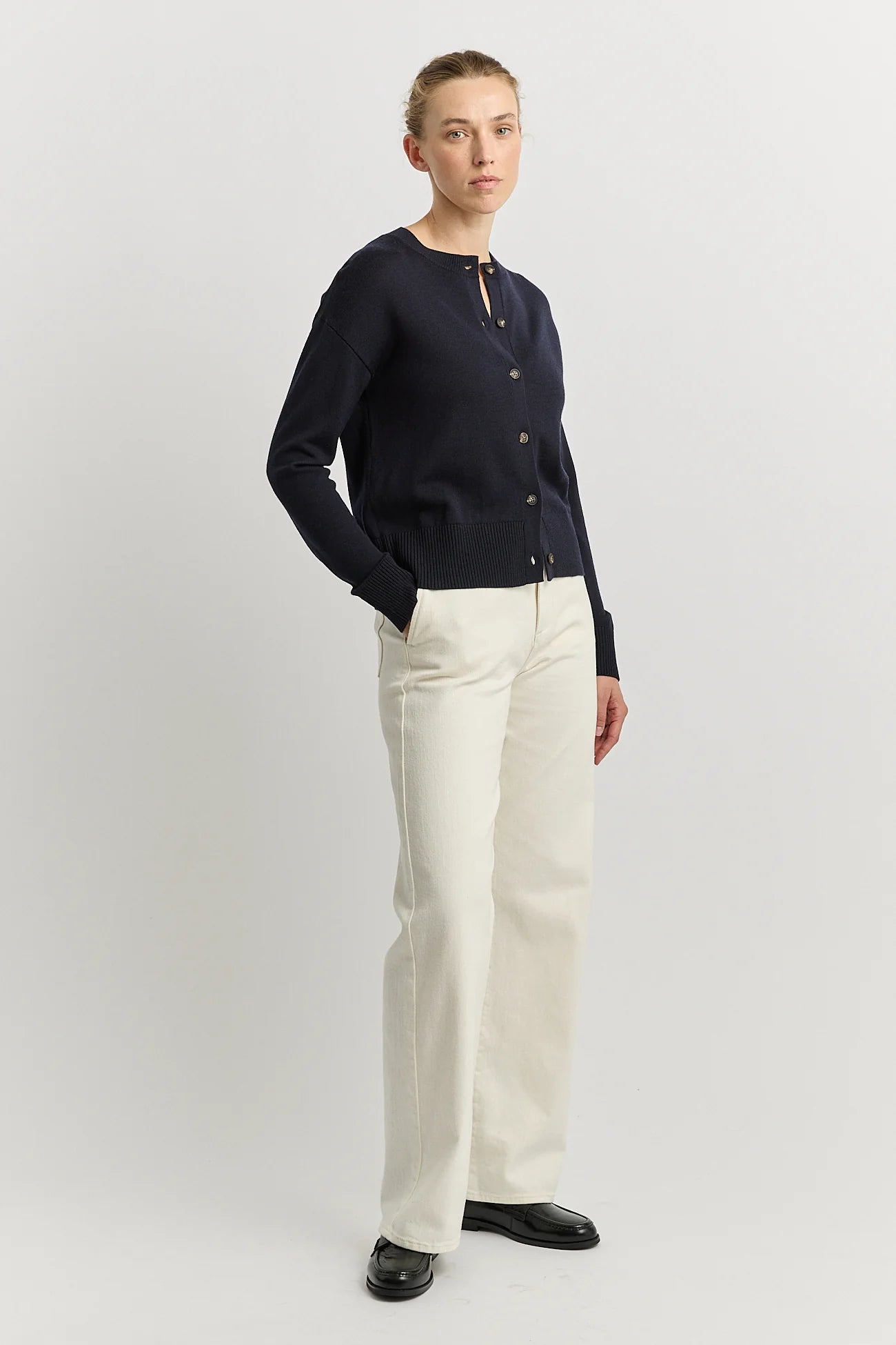 Fine Knit Cardigan - French Navy
