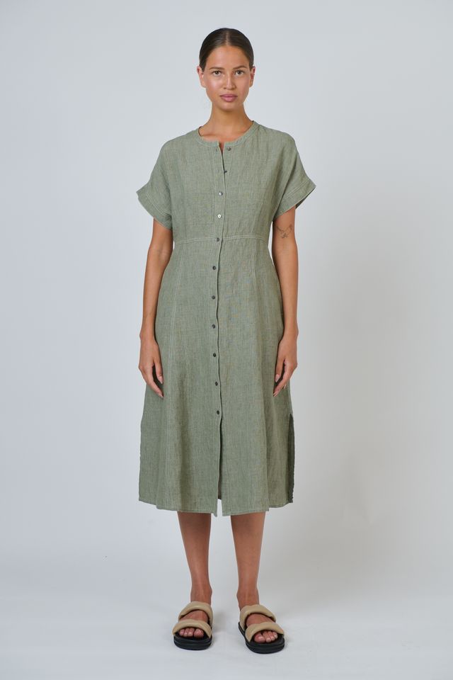 GA612 - Linen Dress - Artichoke