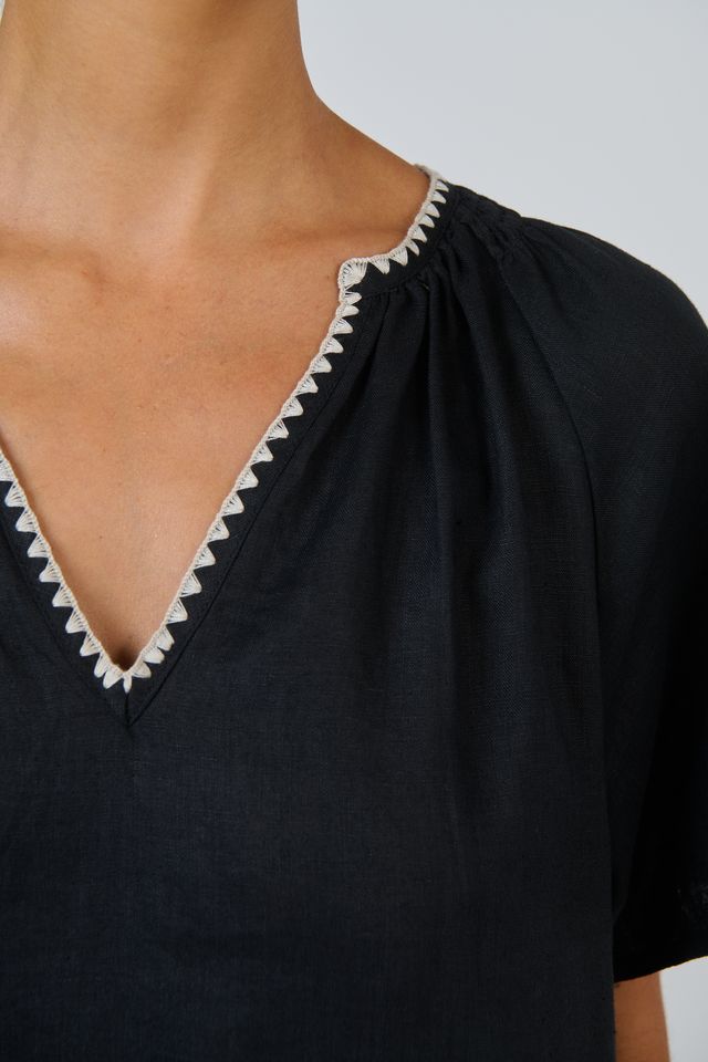 GA703 - Black Linen Dress