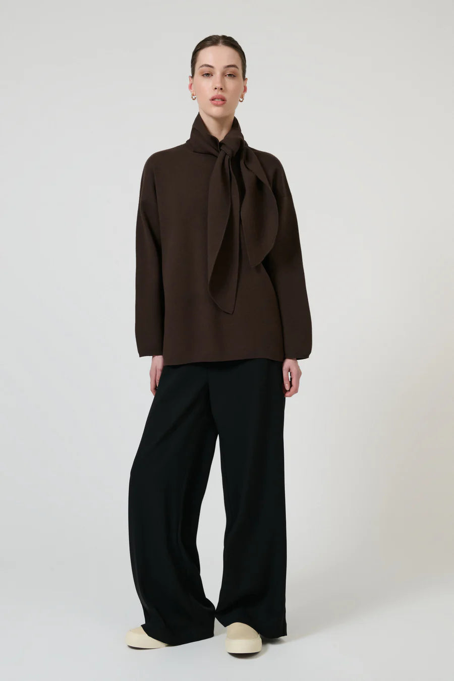 Isla Scarf Sweater - Chocolate