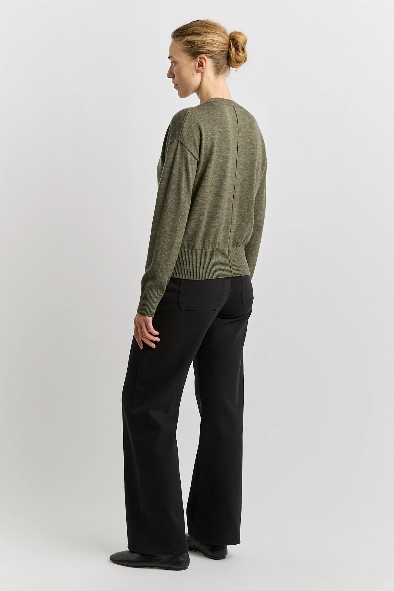 Fine Knit Cardigan - Kale