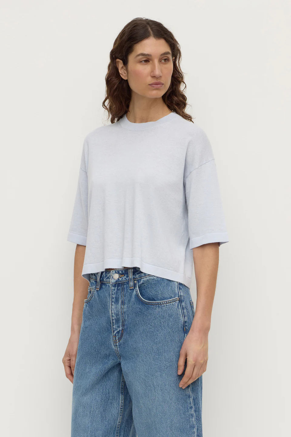 Kensy Cotton Cashmere Tee - Powder Blue
