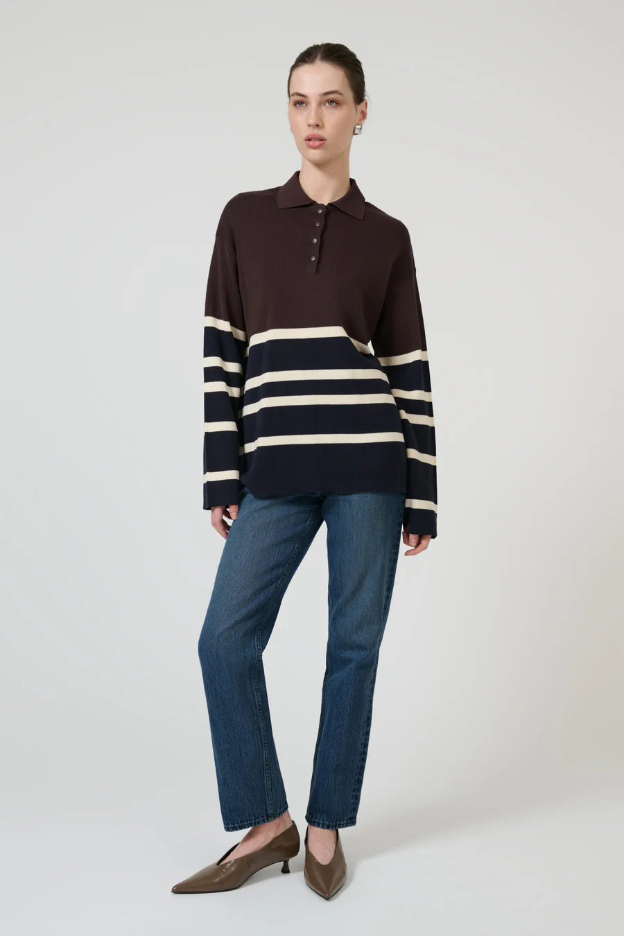 New Aroa Top - Choc Stripe