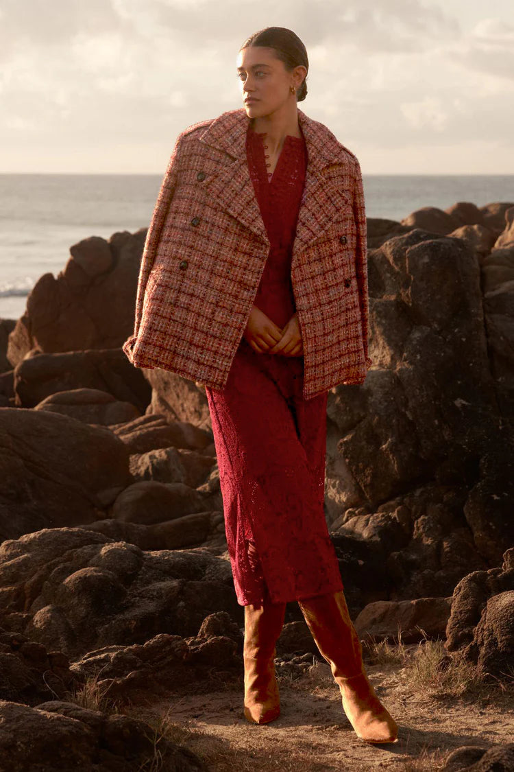 Revel Coat - Berry Check