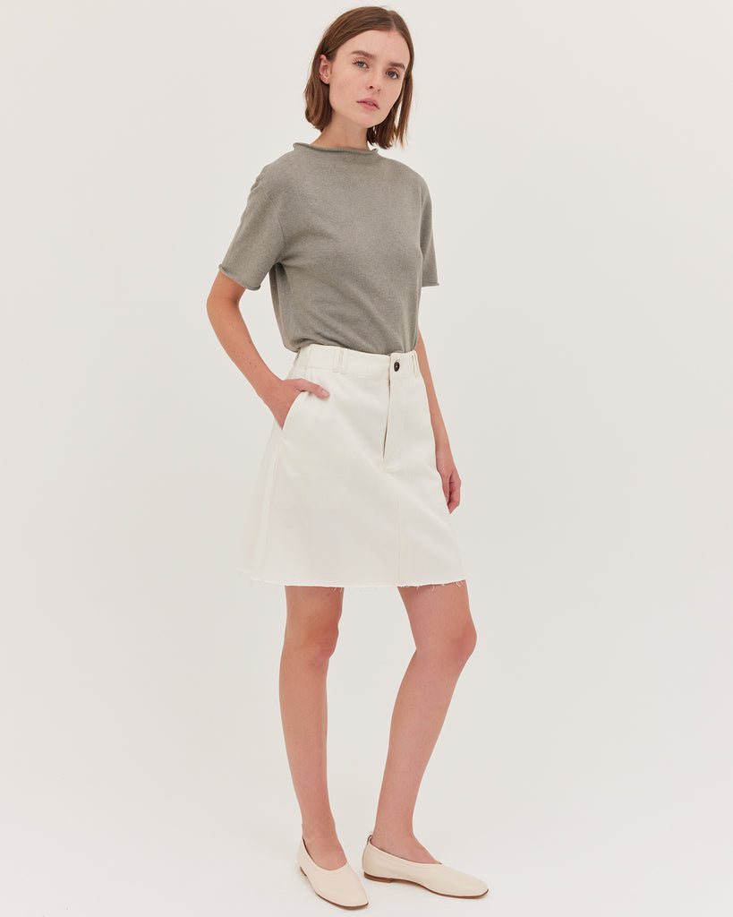 The Short Denim Skirt - Natural