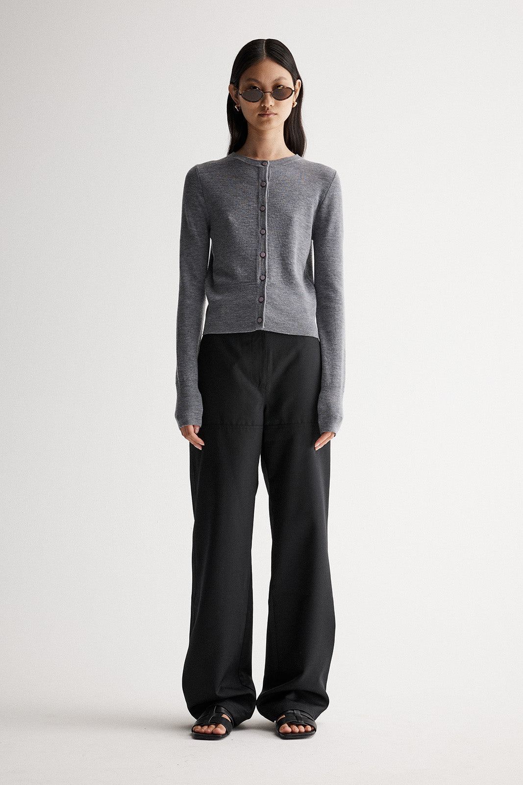 Madeleine Knit Cardigan - Charcoal Marle