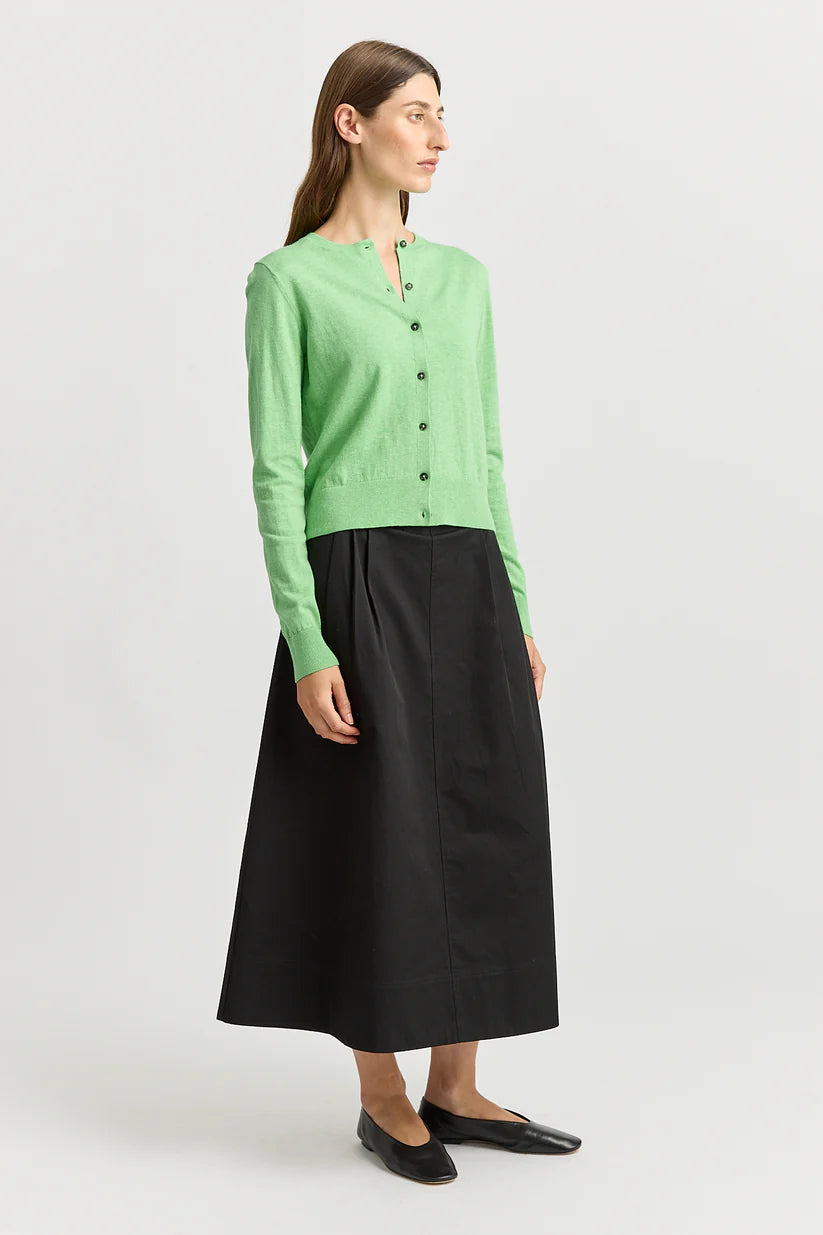 Fine Crew Cardigan - Agave