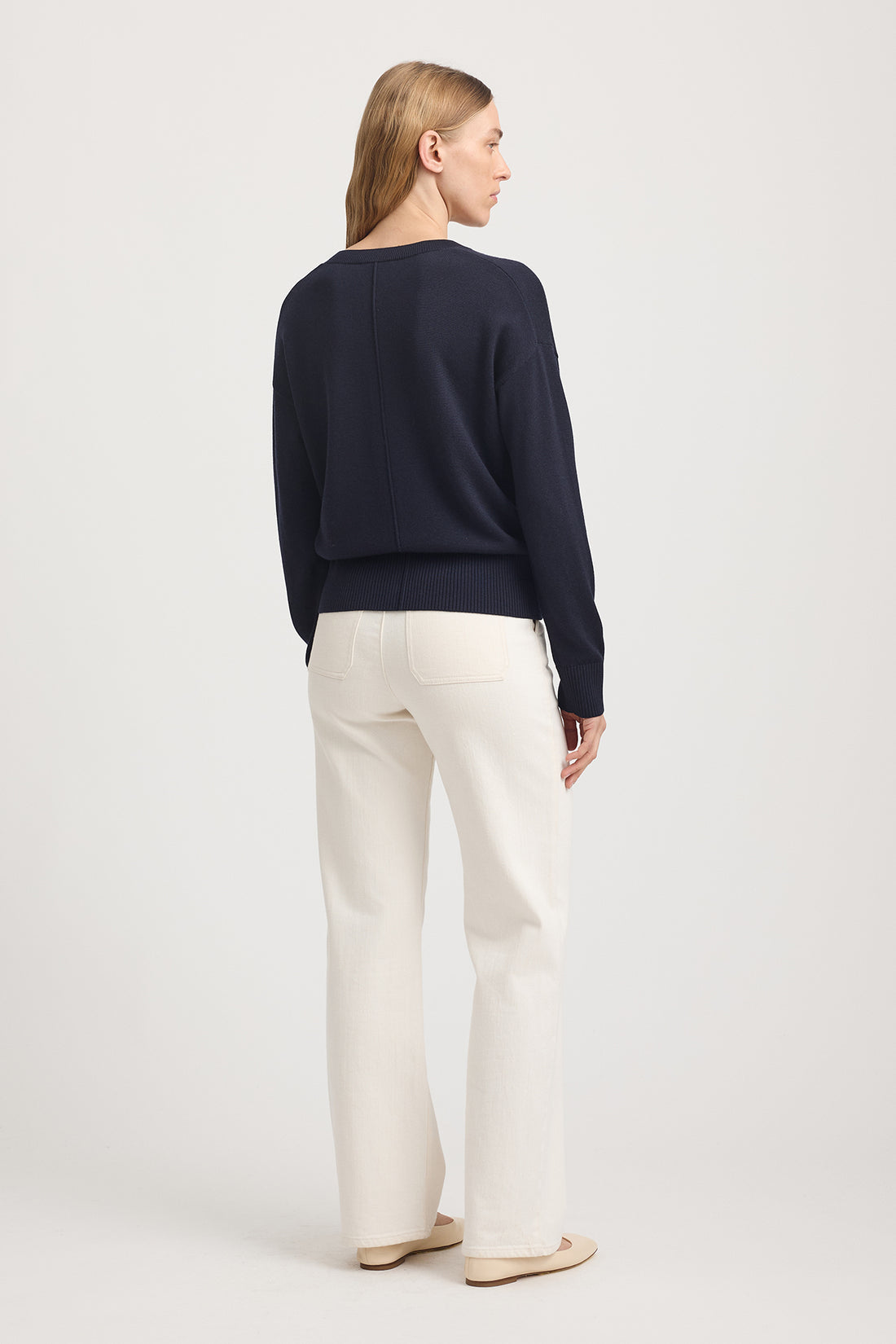 Fine Knit Merino Wool Cardigan - French Navy