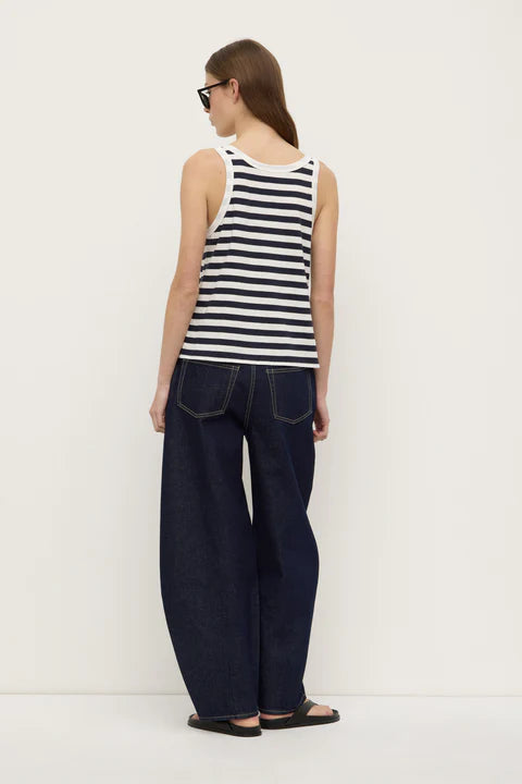 Adria Stripe Jersey Tank - Antique White / Navy Stripe