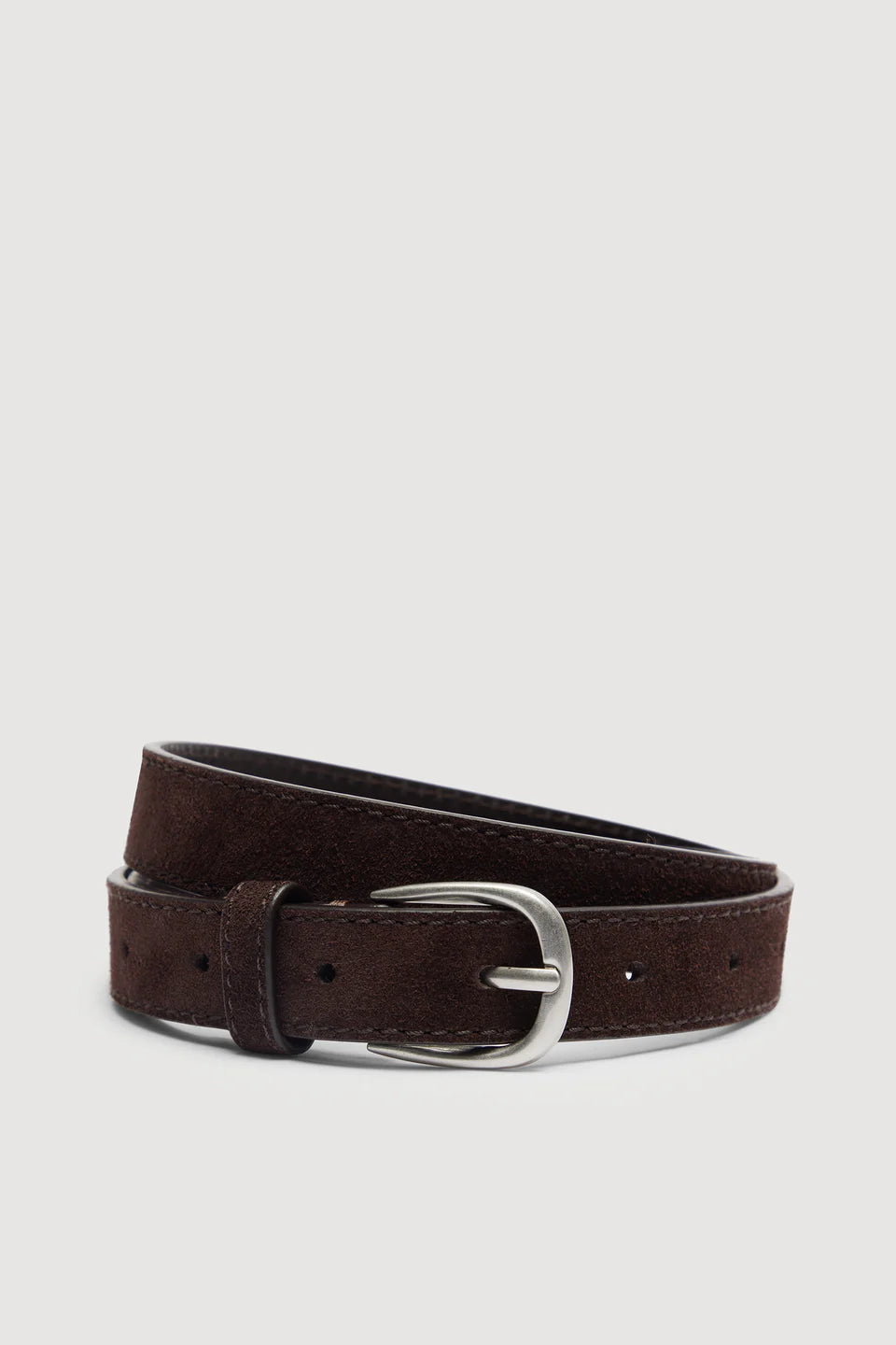 Womens Slim Suede Belt - Ganache