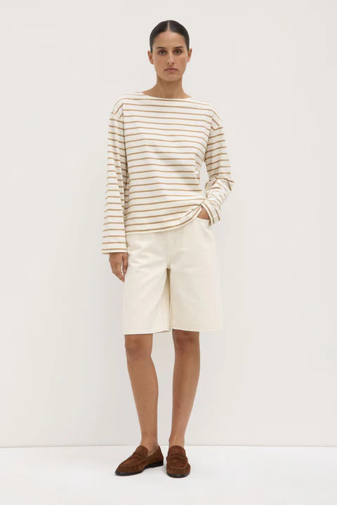 Bonnie Long Sleeve - White/Tan