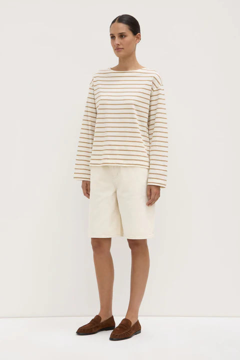 Bonnie Long Sleeve - White/Tan