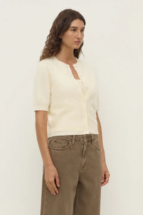 Carina Wool Short Sleeve Cardigan - Cream