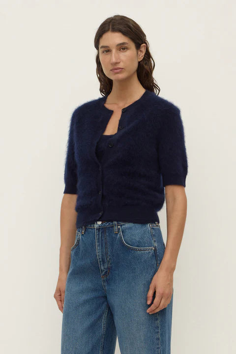 Carina Wool Short Sleeve Cardigan - True Navy