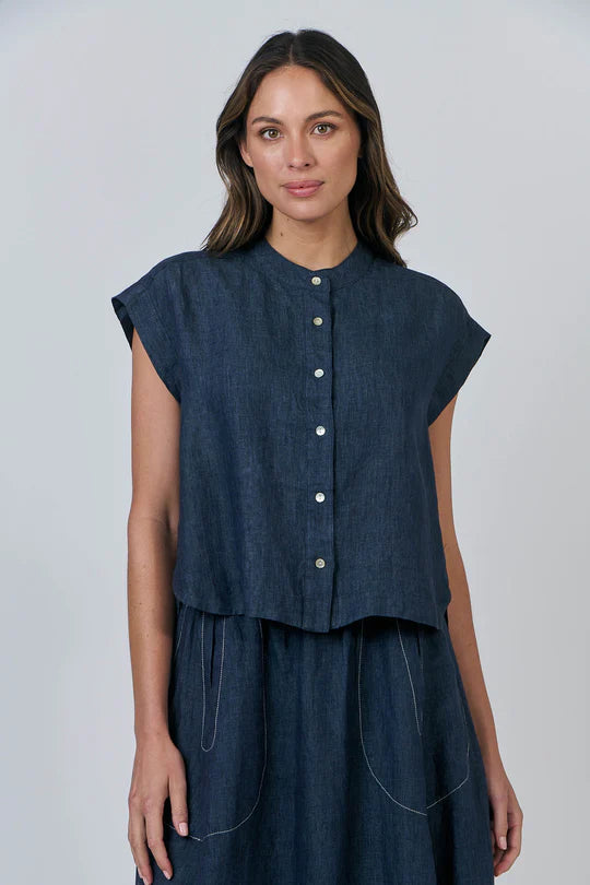 GA429 - Linen Top - Poseidon