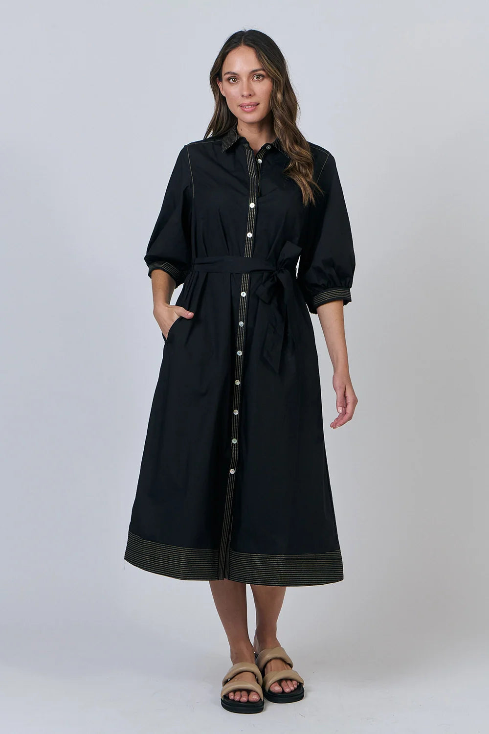 GA607 - Linen Dress - Black