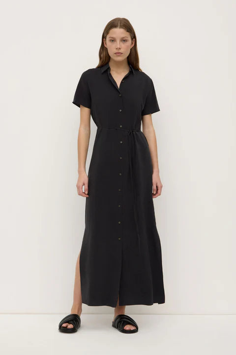 Heather Silk Blend Shirt Dress - Black