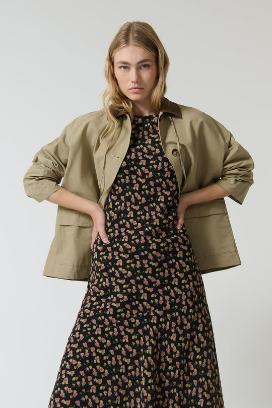 Zoe Silk Dress - Black Rose