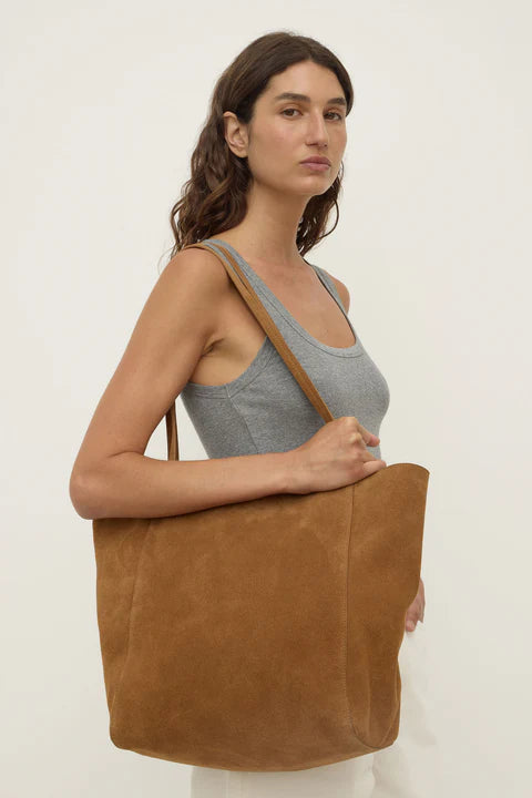 Paige Suede Tote Bag - Tan