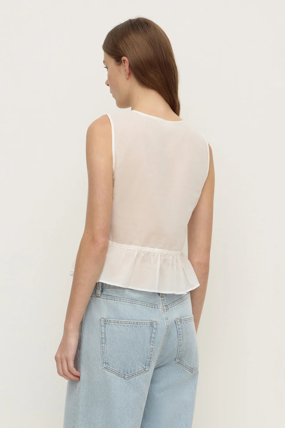 Quinn Voile Pleat Top - White