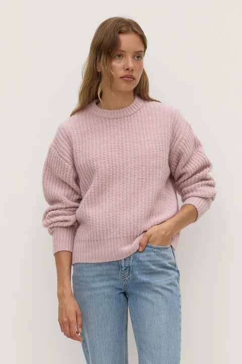 Sandy Chunky Wool Knit - Frosted Rose