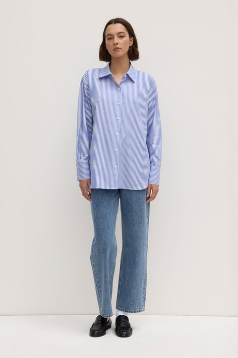 Signature Poplin Blue and White Stripe Shirt