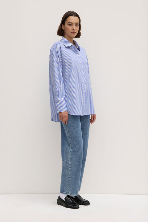 Signature Poplin Blue and White Stripe Shirt