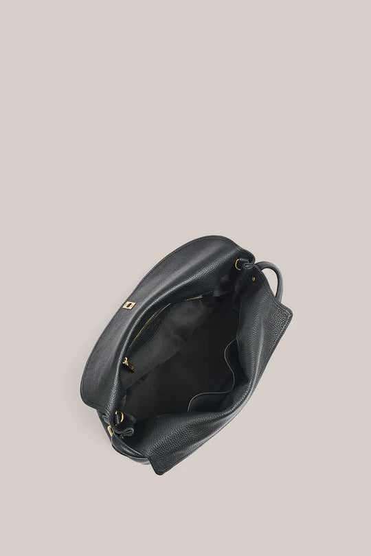 Sloane Large Black Leather Top Handle Crossbody