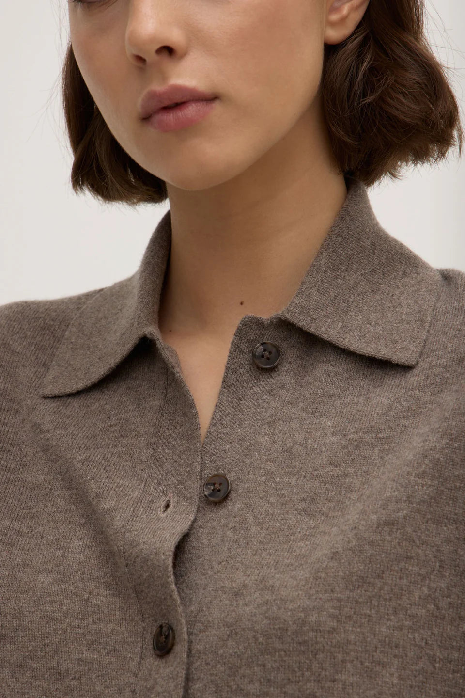 Wool Cashmere Knit Cardigan - Sable