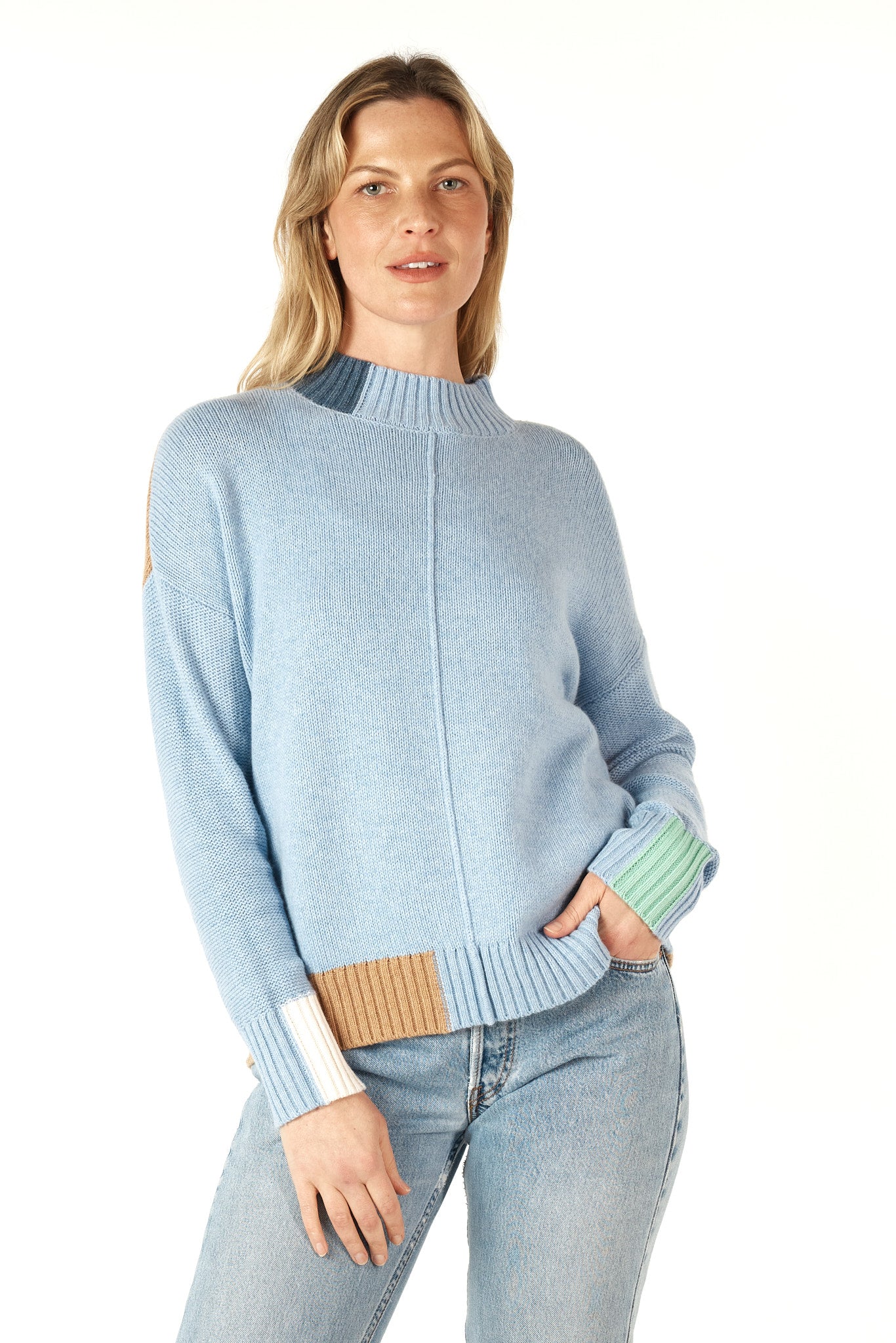 ZP7103 - Colour Block Jumper - Mist