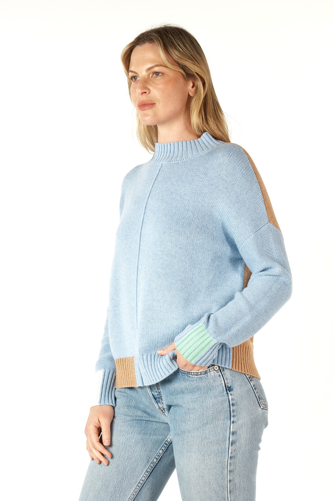ZP7103 - Colour Block Jumper - Mist