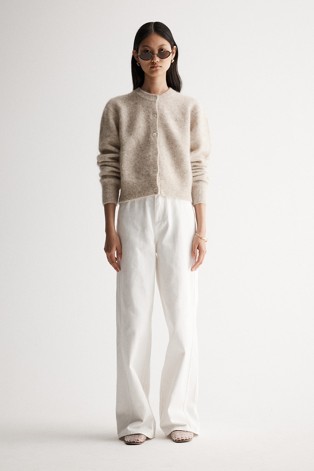 Abigail Knit Cardigan - White Marle