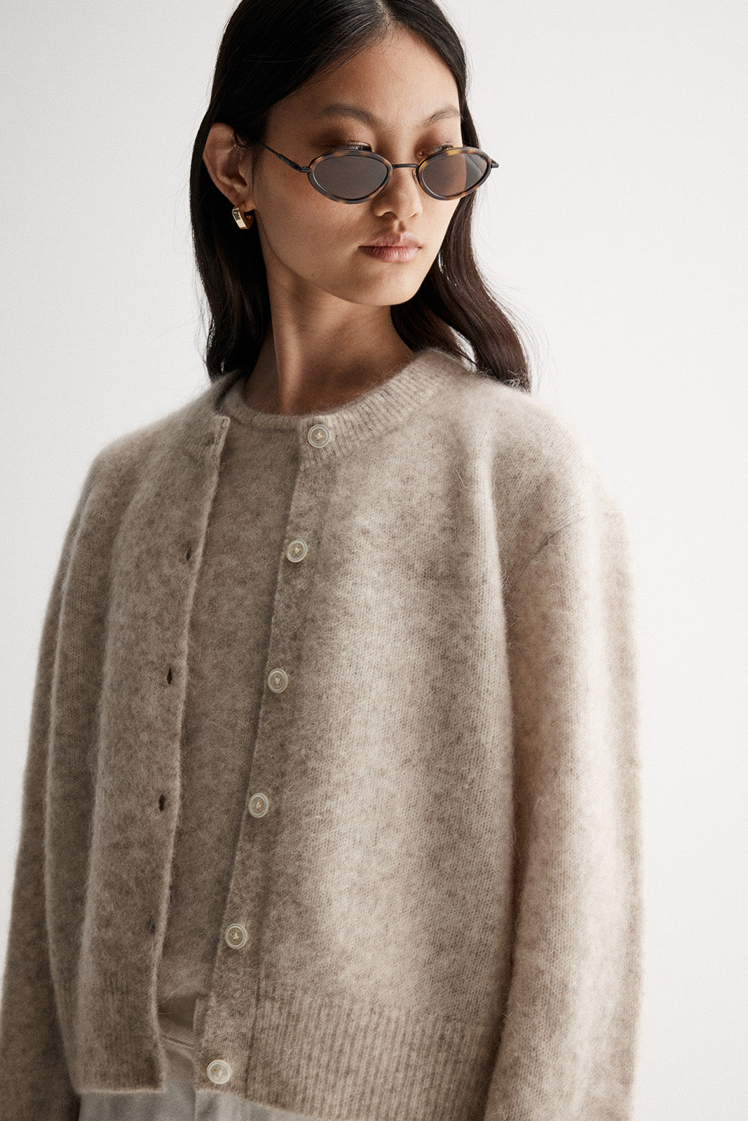 Abigail Knit Cardigan - White Marle