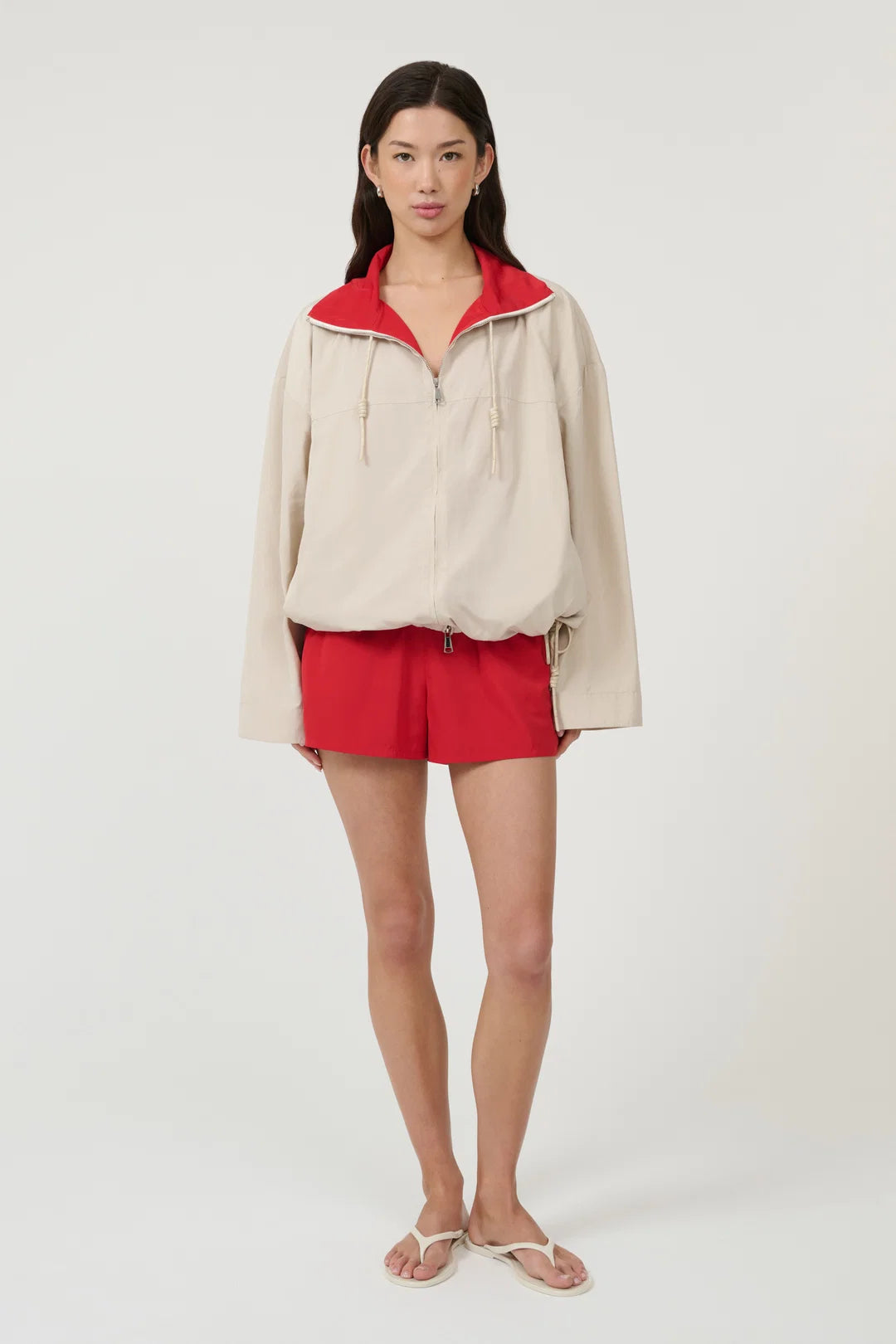 Adela Windbreaker - Camel/Red