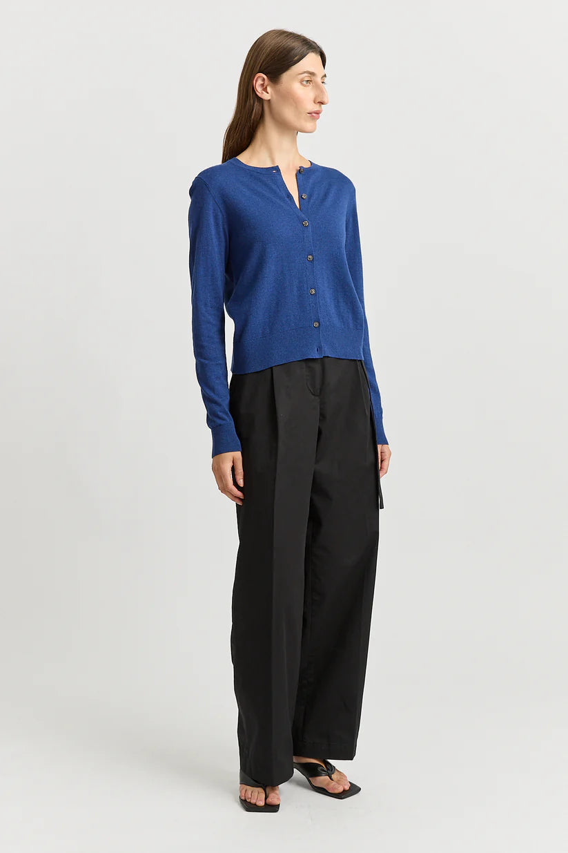 Fine Crew Cardigan - Marine