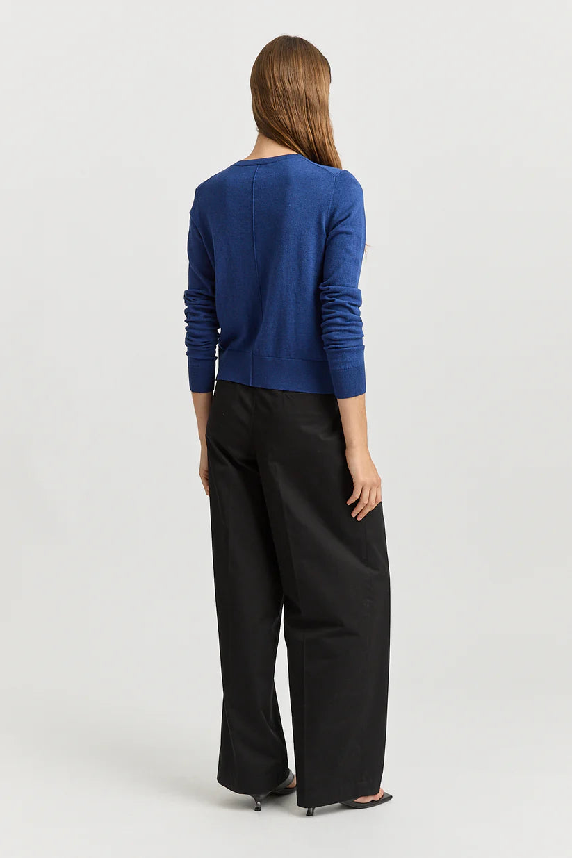 Fine Crew Cardigan - Marine