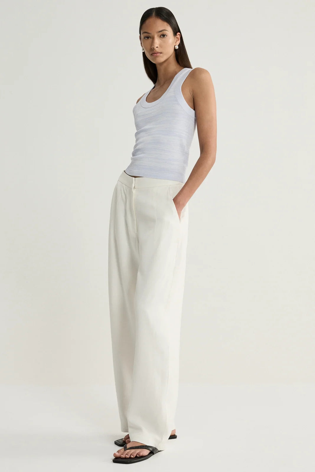 Celia Knit Top - Pale Blue Marle