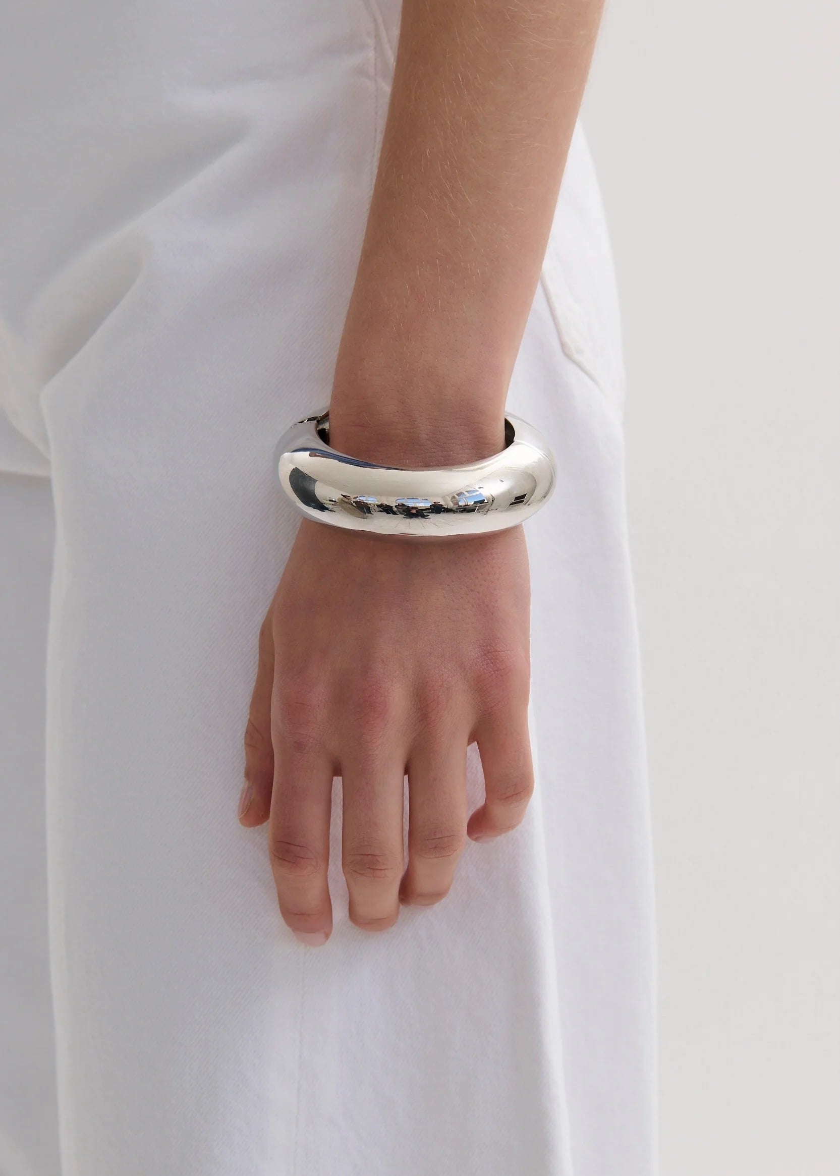 The Dome Bangle - Rhodium Silver