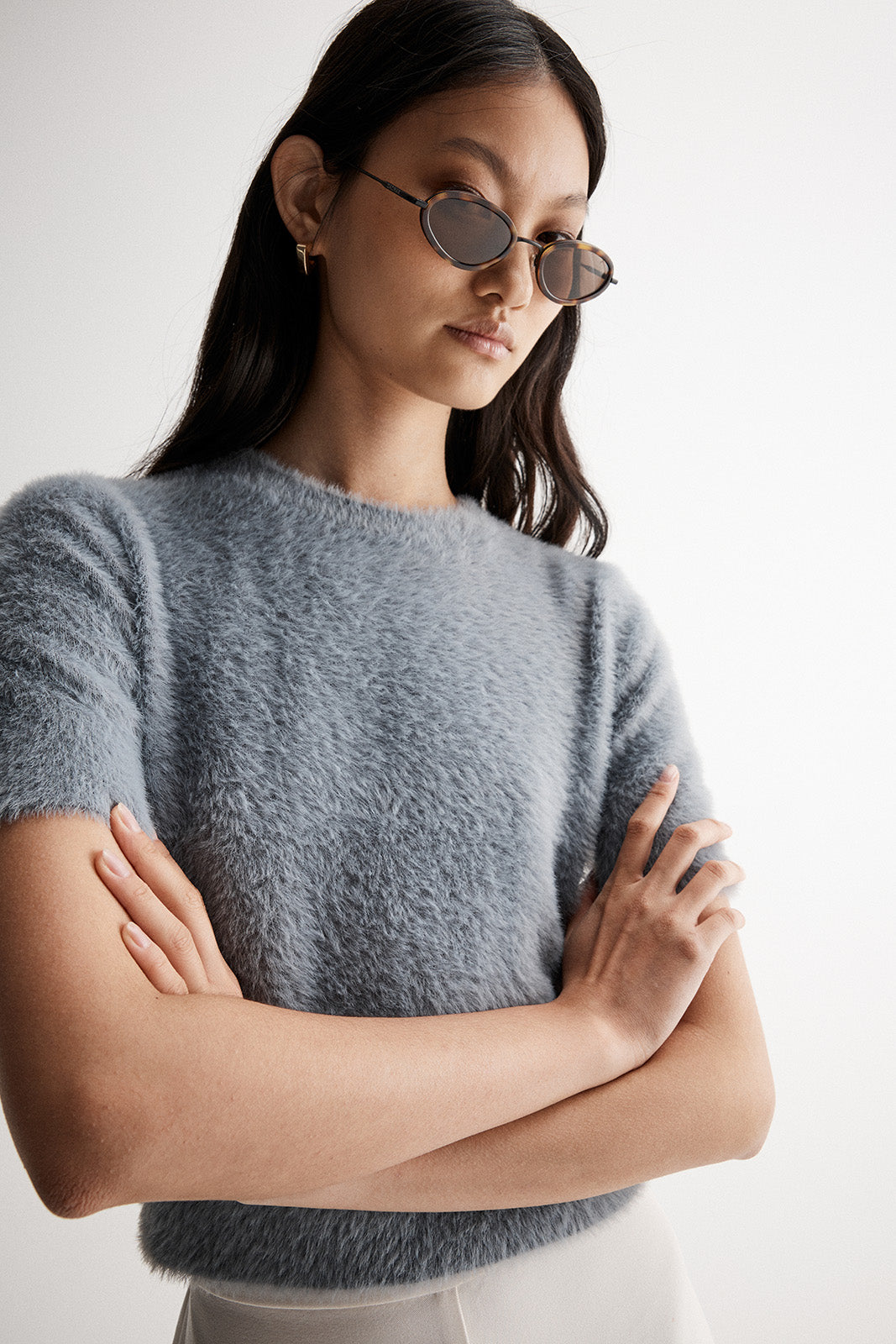 Mochi Knit Tee - Dove Blue