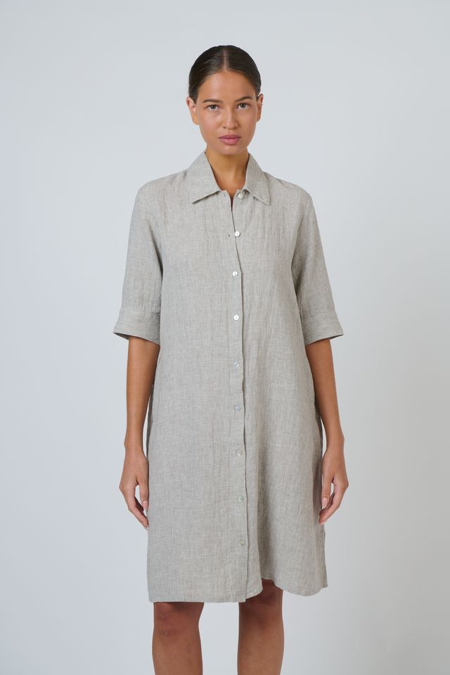 GA513 - Linen Shirt Dress - Mousse