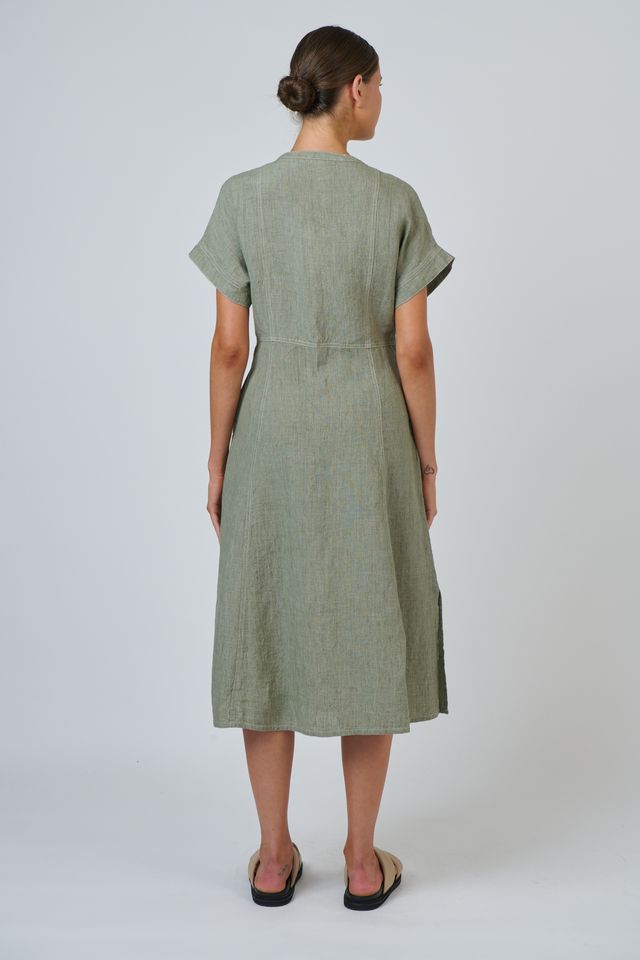 GA612 - Linen Dress - Artichoke