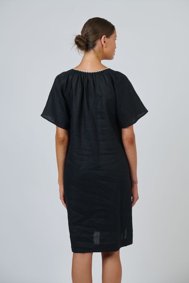 GA703 - Black Linen Dress
