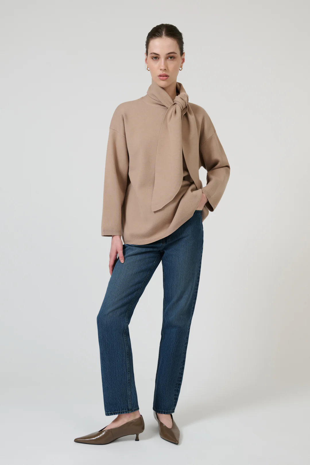 Isla Scarf Sweater - Nougat