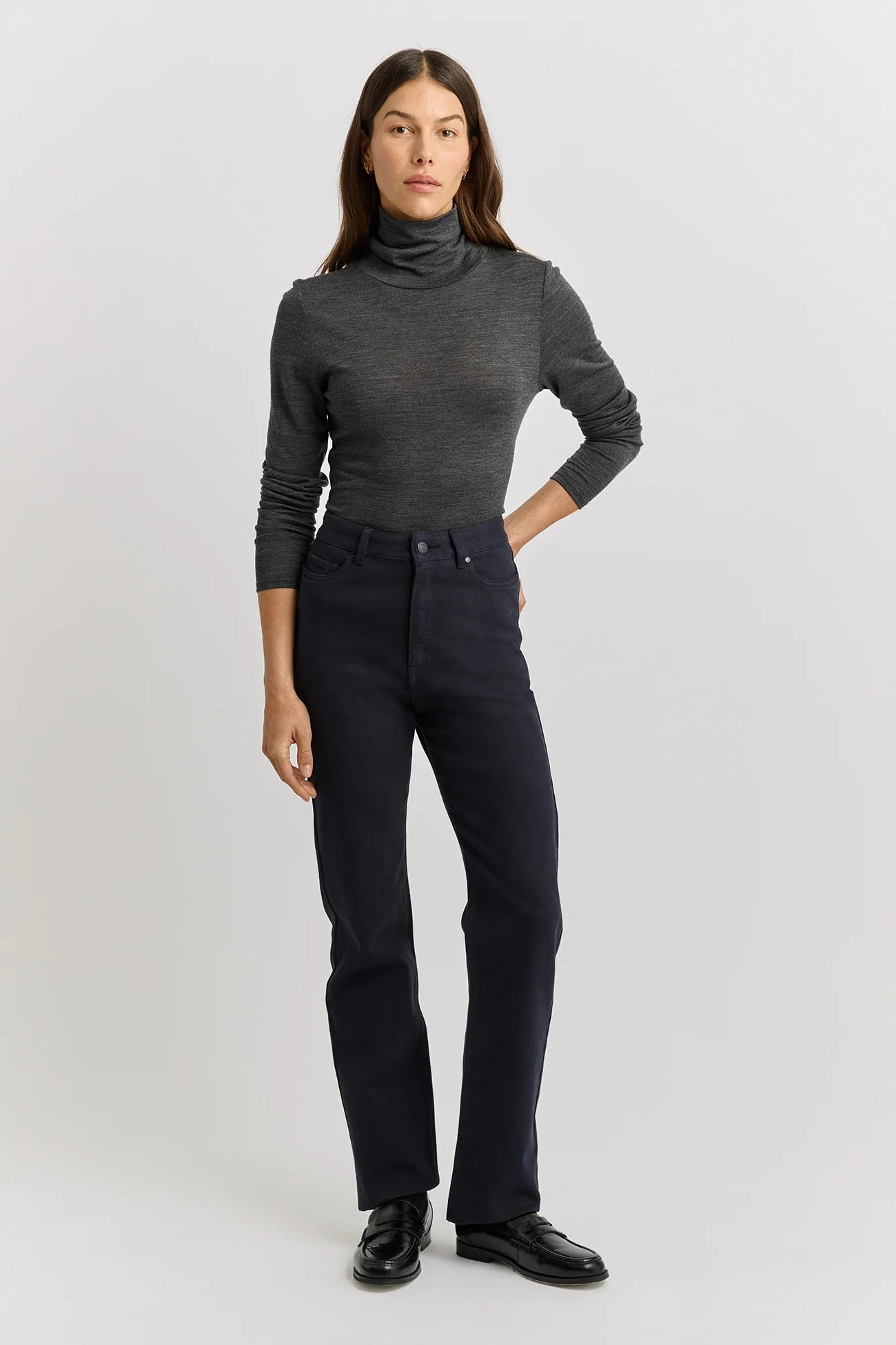 Straight Leg Merino Denim - Navy